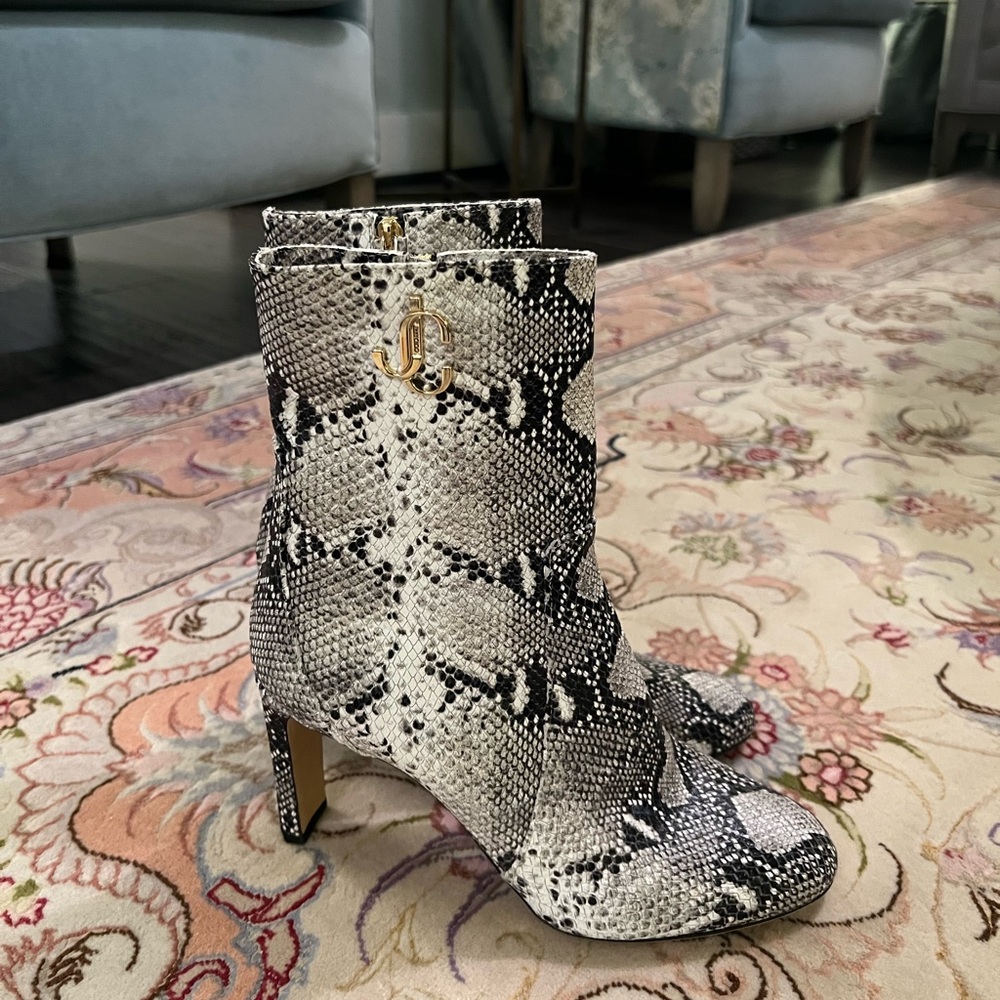 New with Tags JIMMY CHOO Snake Print Midcalf ankle boot